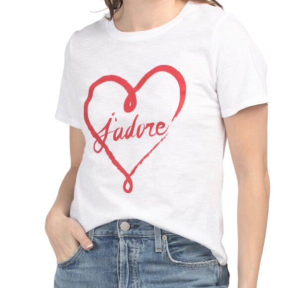 CINQ A SEPT J'adore Heart Shrunken Tee - Picture 2 of 7